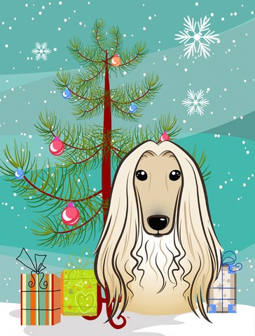 Christmas Tree And Afghan Hound Flag Garden Size