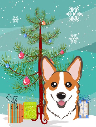 Christmas Tree And Red Corgi Flag Garden Size