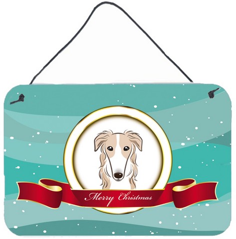 Borzoi Merry Christmas Wall and Door Hanging Prints