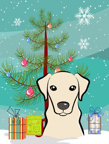 Christmas Tree And Yellow Labrador Flag Canvas House Size