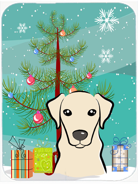 Christmas Tree And Yellow Labrador Mouse Pad, Hot Pad & Trivet