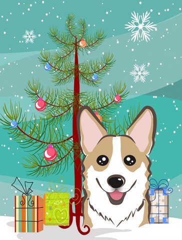 Christmas Tree And Sable Corgi Flag Garden Size