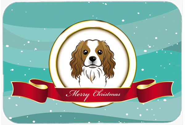 Picture of Carolines Treasures BB1534LCB Cavalier Spaniel Merry Christmas Glass Cutting Board- Large
