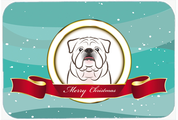 Picture of Carolines Treasures BB1530LCB White English Bulldog Merry Christmas Glass Cutting Board- Large