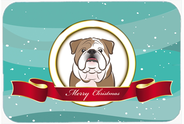 Picture of Carolines Treasures BB1529LCB English Bulldog Merry Christmas Glass Cutting Board- Large