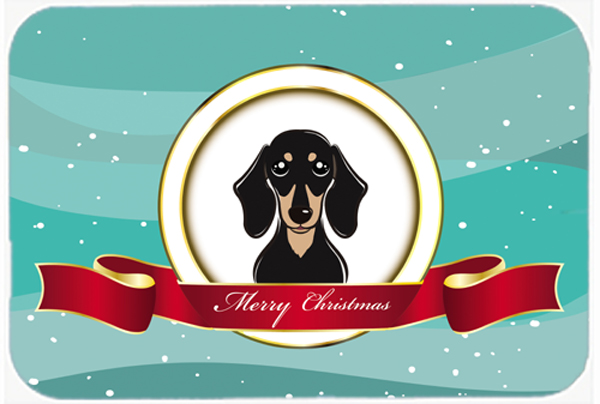 BB1525MP Smooth Black And Tan Dachshund Merry Christmas Mouse Pad- Hot Pad & Trivet
