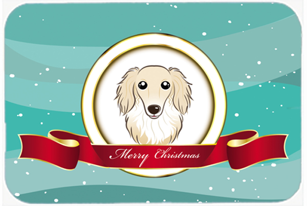 Picture of Carolines Treasures BB1522LCB Longhair Creme Dachshund Merry Christmas Glass Cutting Board- Large