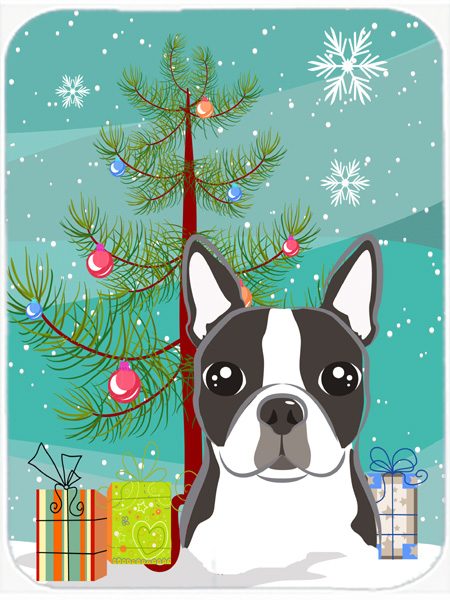Christmas Tree And Boston Terrier Mouse Pad, Hot Pad & Trivet