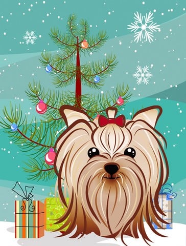 Christmas Tree And Yorkie Yorkishire Terrier Flag Canvas House Size