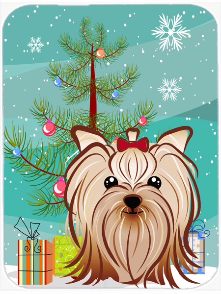 Christmas Tree And Yorkie Yorkishire Terrier Mouse Pad, Hot Pad & Trivet