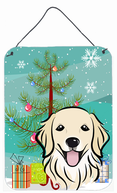 Christmas Tree And Golden Retriever Wall and Door Hanging Prints