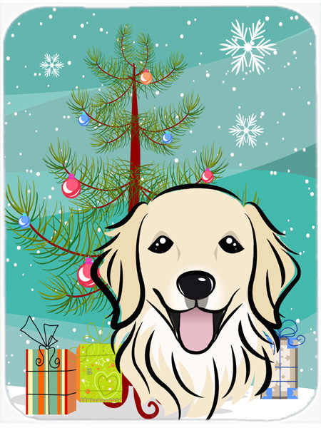 Picture of Carolines Treasures BB1577LCB Christmas Tree And Golden Retriever Glass Cutting Board- Large