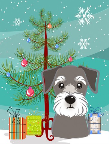 Christmas Tree And Schnauzer Flag Garden Size