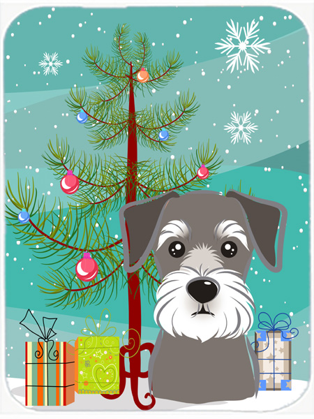 Picture of Carolines Treasures BB1578LCB Christmas Tree And Schnauzer Glass Cutting Board- Large