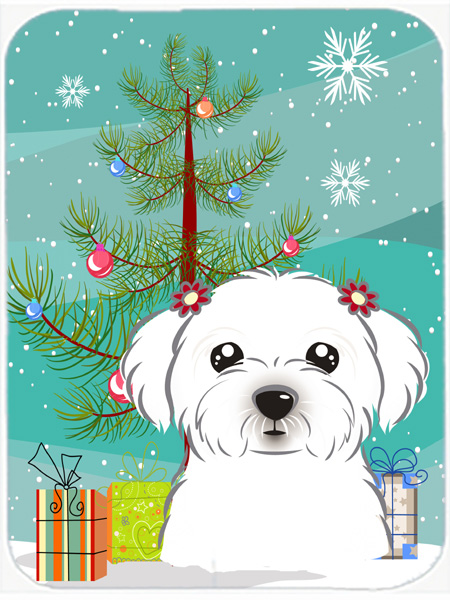 Christmas Tree And Maltese Mouse Pad, Hot Pad & Trivet
