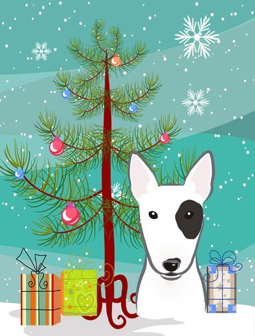 Christmas Tree And Bull Terrier Flag Canvas House Size