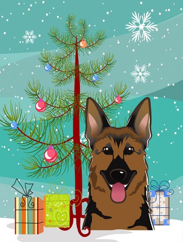 Christmas Tree And German Shepherd Flag Garden Size