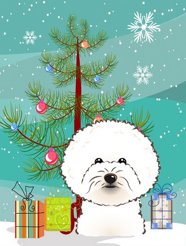Christmas Tree And Bichon Frise Flag Canvas House Size