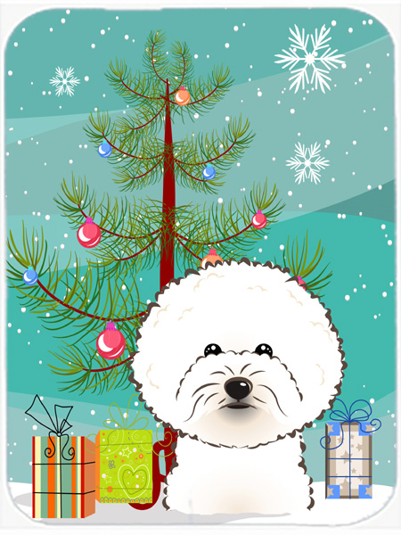 Picture of Carolines Treasures BB1589LCB Christmas Tree And Bichon Frise Glass Cutting Board- Large