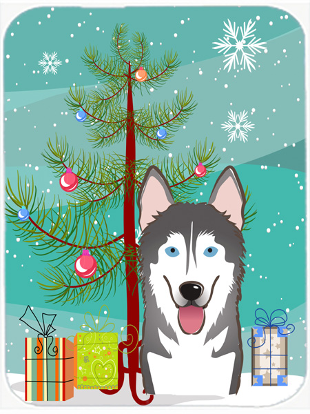 Picture of Carolines Treasures BB1590LCB Christmas Tree And Alaskan Malamute Glass Cutting Board- Large