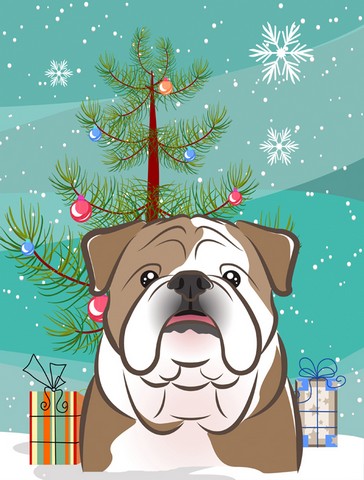 Christmas Tree And English Bulldog Flag Garden Size