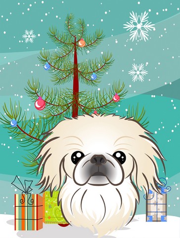 Christmas Tree And Pekingese Flag Garden Size
