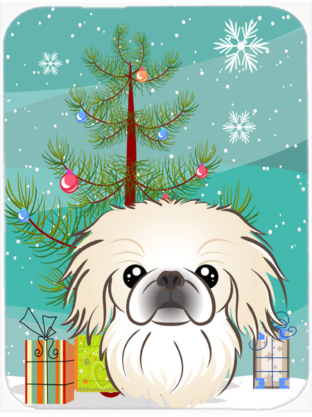 Picture of Carolines Treasures BB1593LCB Christmas Tree And Pekingese Glass Cutting Board- Large
