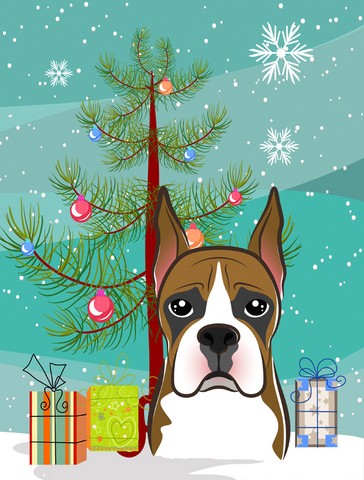 Christmas Tree And Boxer Flag Canvas House Size