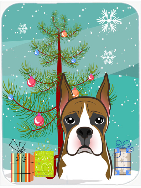 BB1595MP Christmas Tree And Boxer Mouse Pad- Hot Pad & Trivet