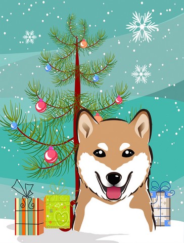 Christmas Tree And Shiba Inu Flag Canvas House Size