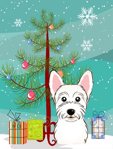 Christmas Tree And Westie Flag Canvas House Size