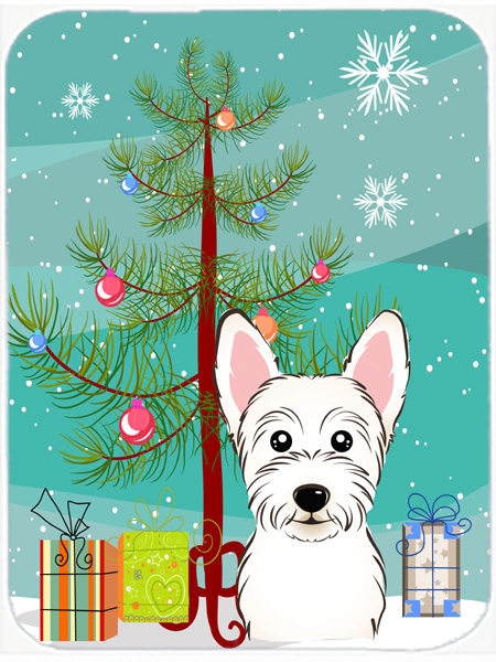 Picture of Carolines Treasures BB1598LCB Christmas Tree And Westie Glass Cutting Board- Large
