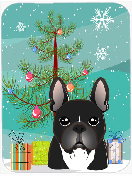 Picture of Carolines Treasures BB1599LCB Christmas Tree And French Bulldog Glass Cutting Board- Large