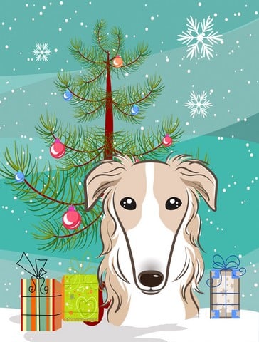 Christmas Tree And Borzoi Flag Garden Size