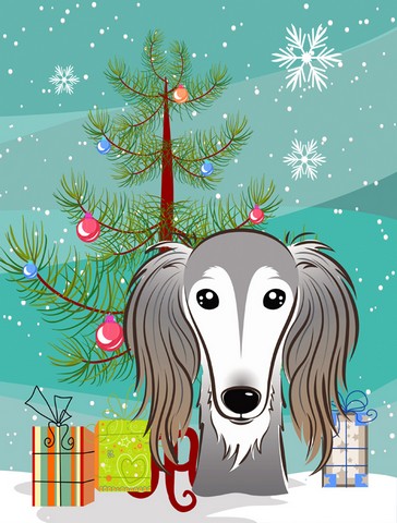 Christmas Tree And Saluki Flag Garden Size