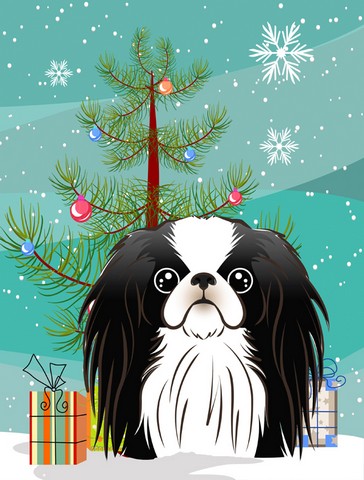 Christmas Tree And Japanese Chin Flag Garden Size