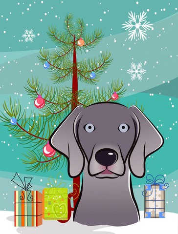 Christmas Tree And Weimaraner Flag Canvas House Size
