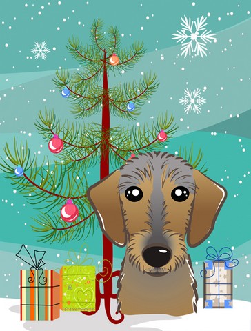 Christmas Tree And Wirehaired Dachshund Flag Garden Size