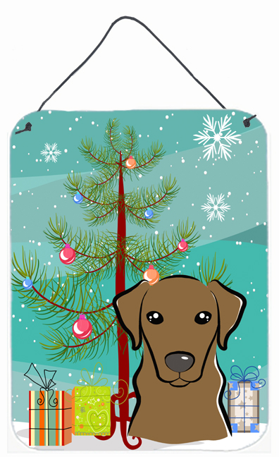 Christmas Tree And Chocolate Labrador Wall and Door Hanging Prints