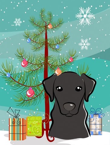 Christmas Tree And Black Labrador Flag Garden Size