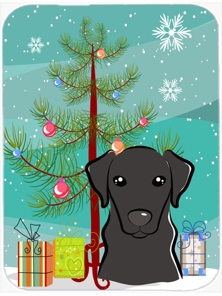 Picture of Carolines Treasures BB1607LCB Christmas Tree And Black Labrador Glass Cutting Board- Large