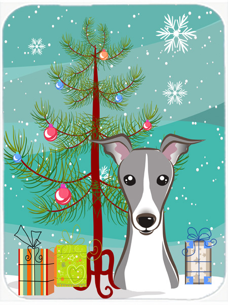 Christmas Tree And Italian Greyhound Mouse Pad, Hot Pad & Trivet
