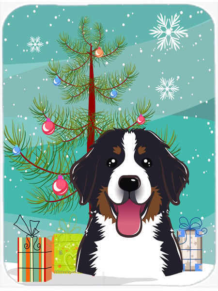 Picture of Carolines Treasures BB1609LCB Christmas Tree And Bernese Mountain Dog Glass Cutting Board- Large
