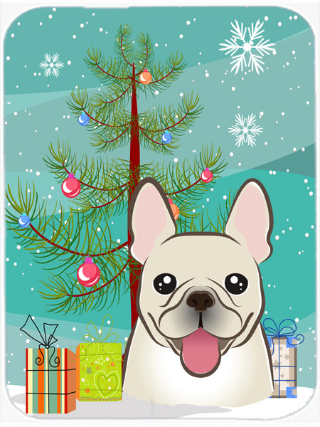 Picture of Carolines Treasures BB1610LCB Christmas Tree And French Bulldog Glass Cutting Board- Large