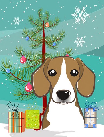 Christmas Tree And Beagle Flag Canvas House Size