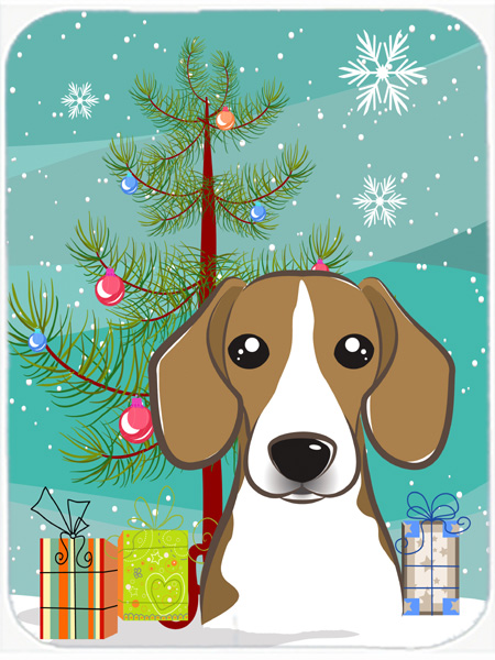 Picture of Carolines Treasures BB1611LCB Christmas Tree And Beagle Glass Cutting Board- Large