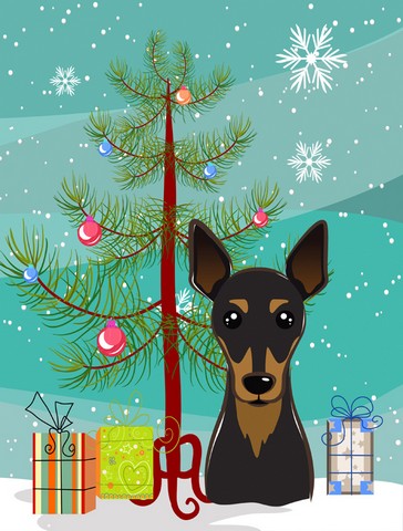 Christmas Tree And Min Pin Flag Canvas House Size
