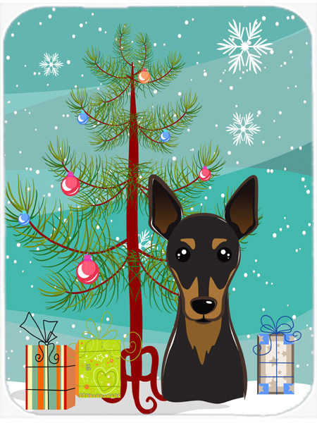 Picture of Carolines Treasures BB1612LCB Christmas Tree And Min Pin Glass Cutting Board- Large