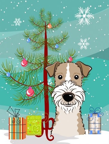 Christmas Tree And Wire Haired Fox Terrier Flag Garden Size