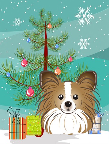 Christmas Tree And Papillon Flag Canvas House Size